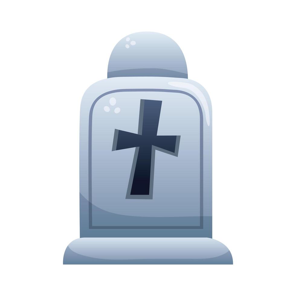 tumba del cementerio con icono de estilo degradado cruzado vector