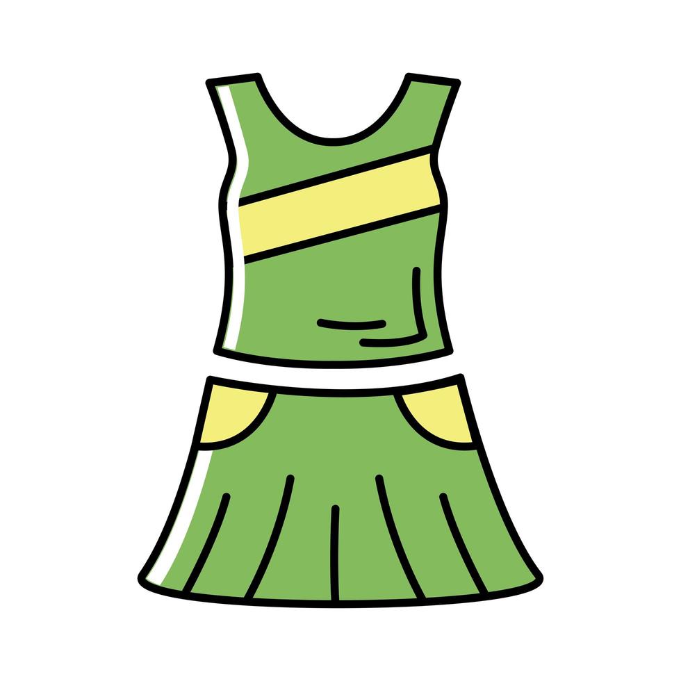 icono de estilo de relleno y línea de uniforme femenino de deporte de tenis vector