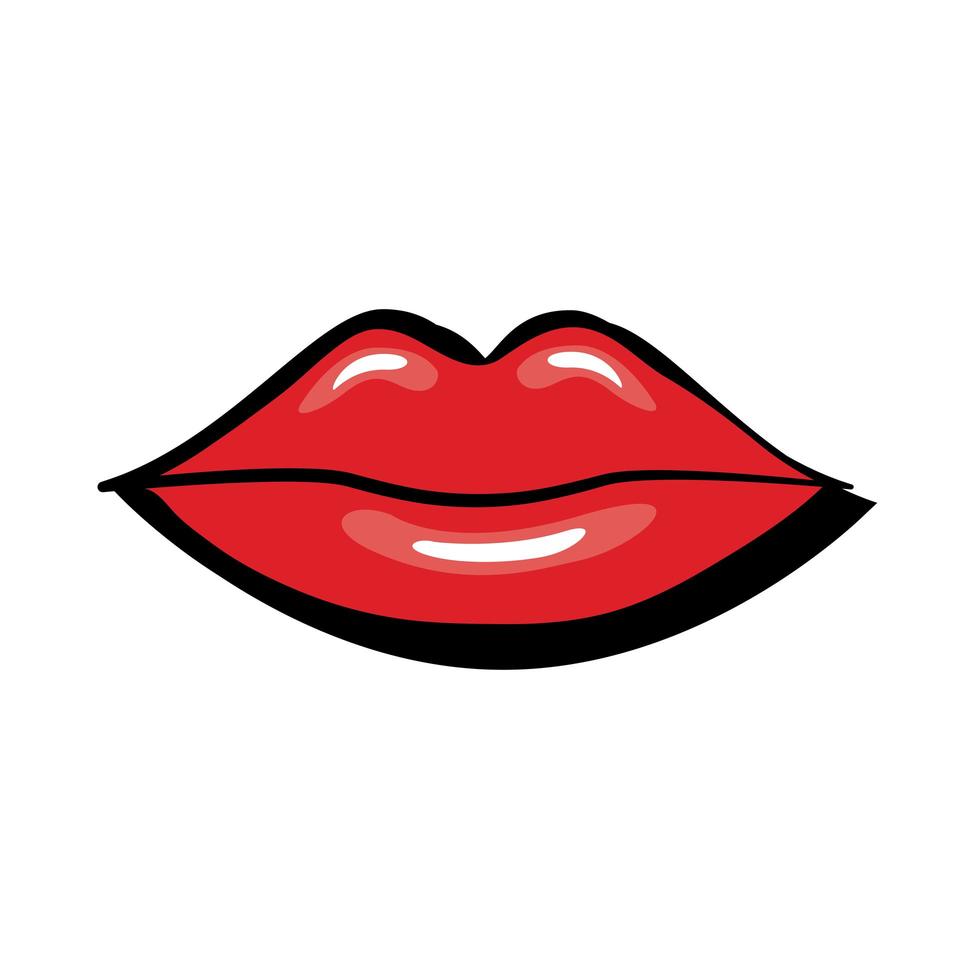 Pop art mouth closed fill style icon vector