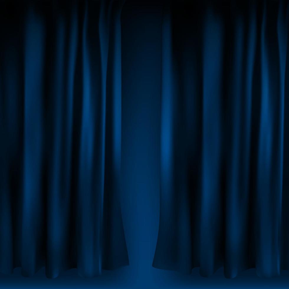 Realistic colorful blue velvet curtain folded vector