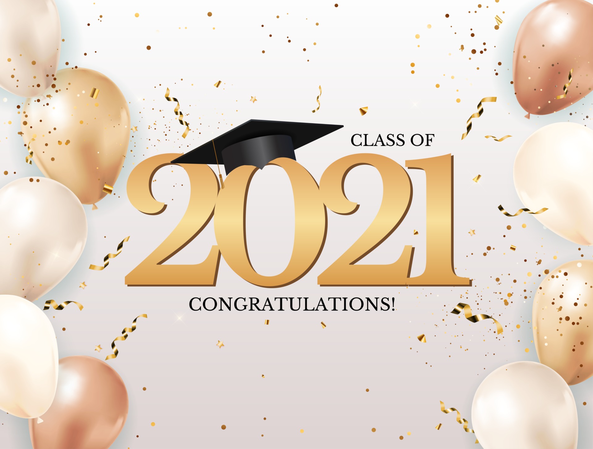 Download Graduation class of 2021 with graduation cap and confetti ...