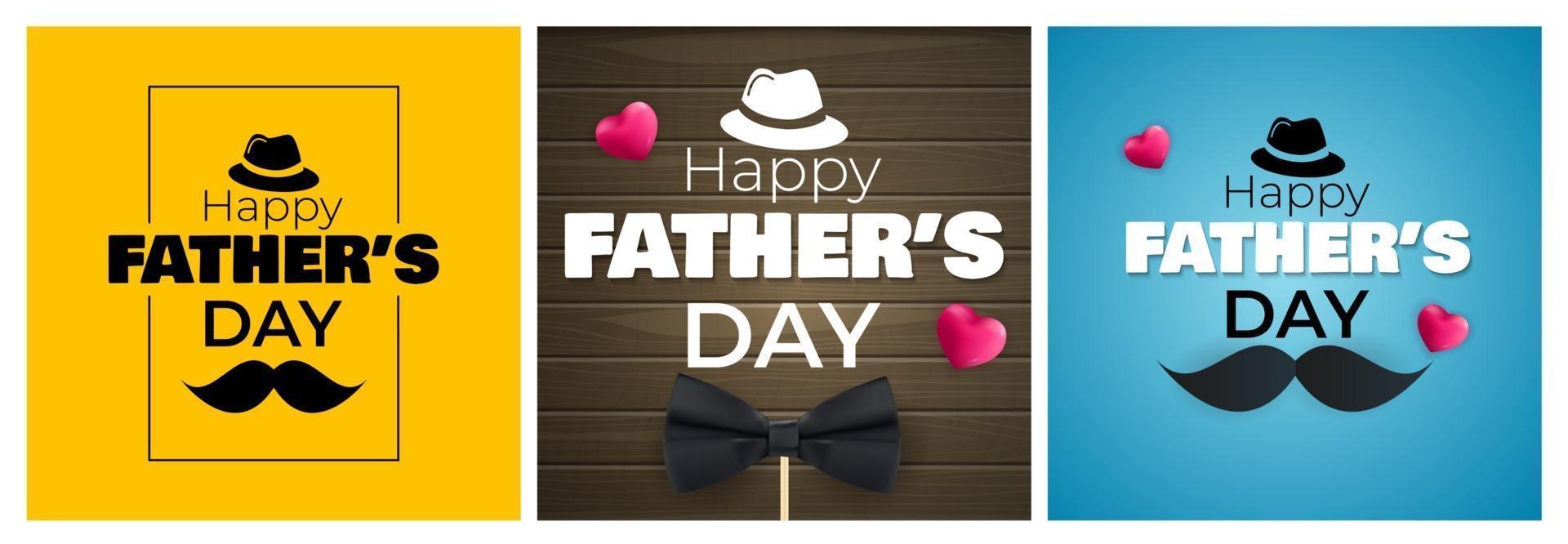 Conjunto de colección de fondo de feliz día del padre. cartel, volante o tarjeta de felicitación. vector