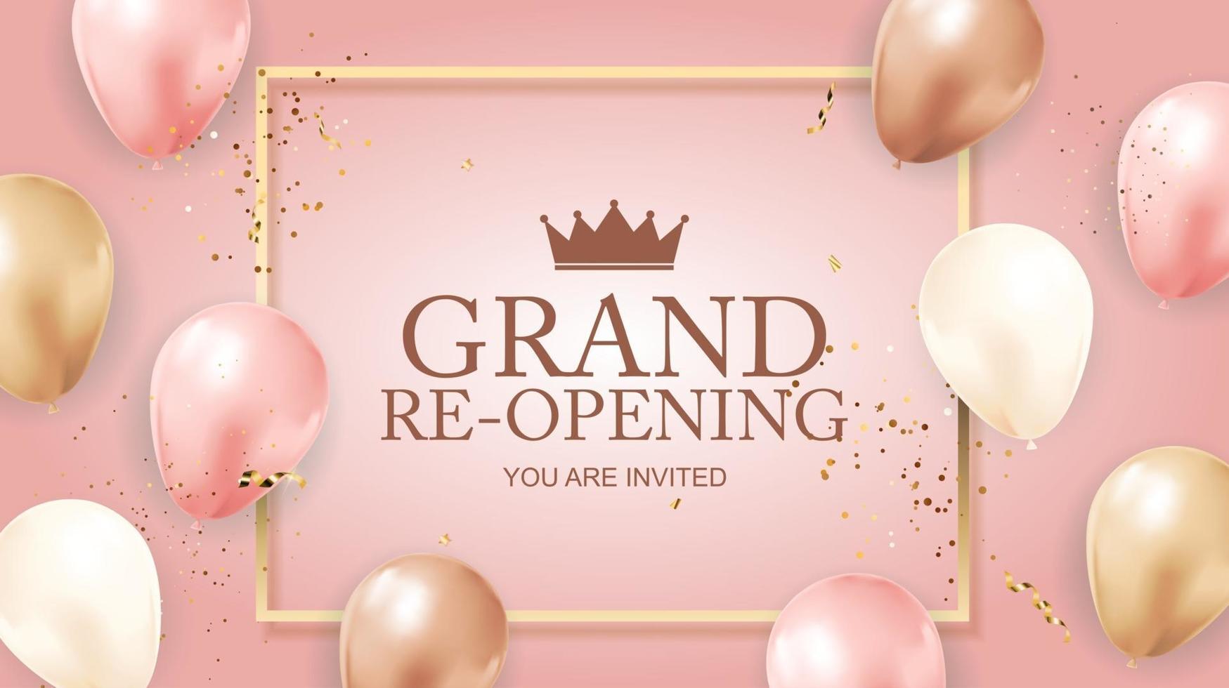 Grand Opening congratulation background card with confettis vector