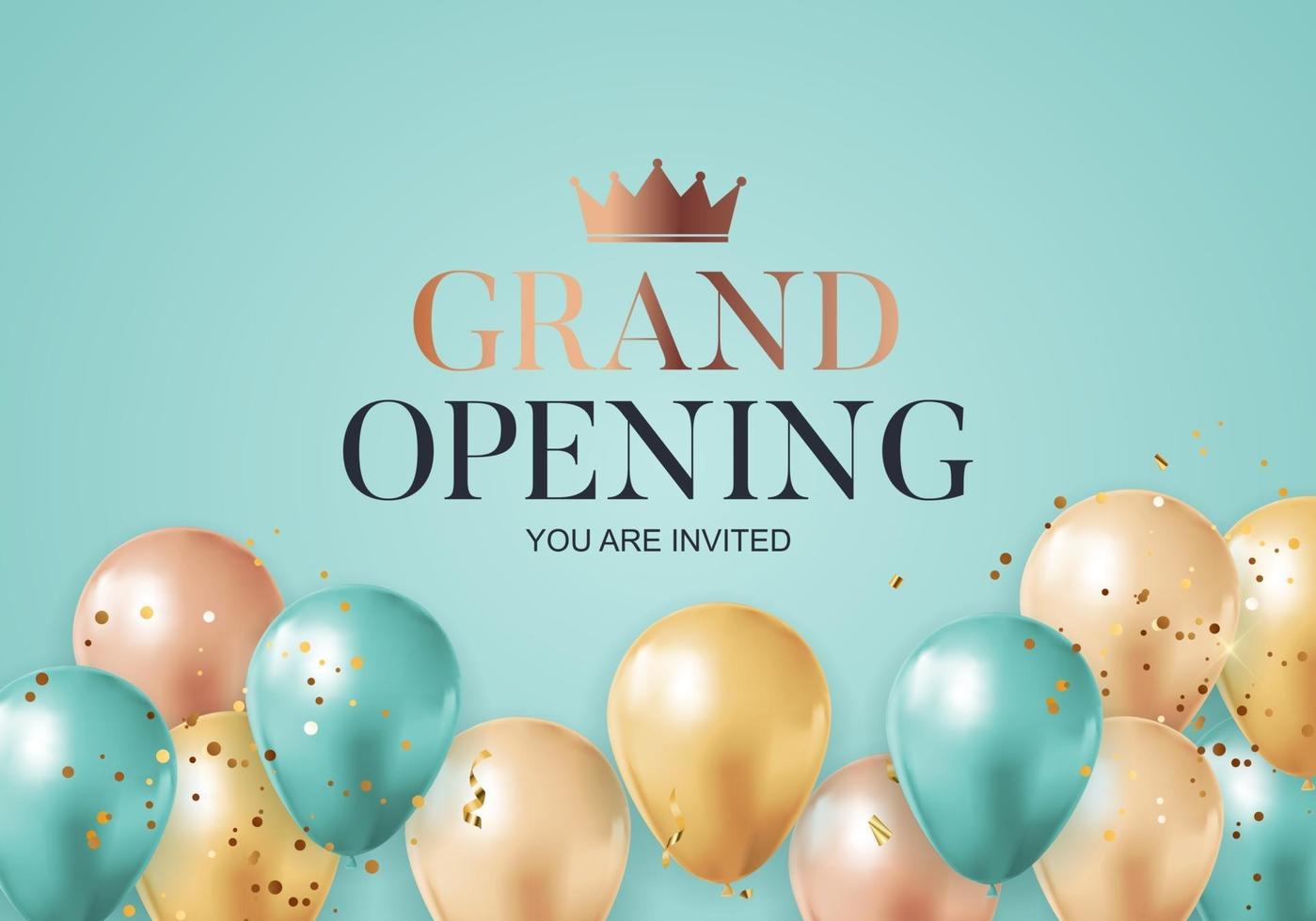 Grand Opening congratulation background card with confettis vector
