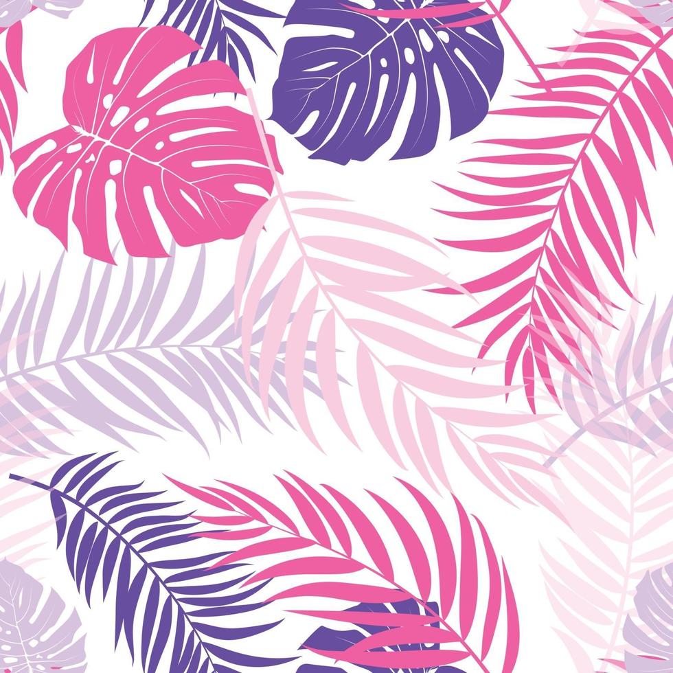Beautiful Palm Tree Leaves Silhouette Seamless Pattern Background Vector Illustration