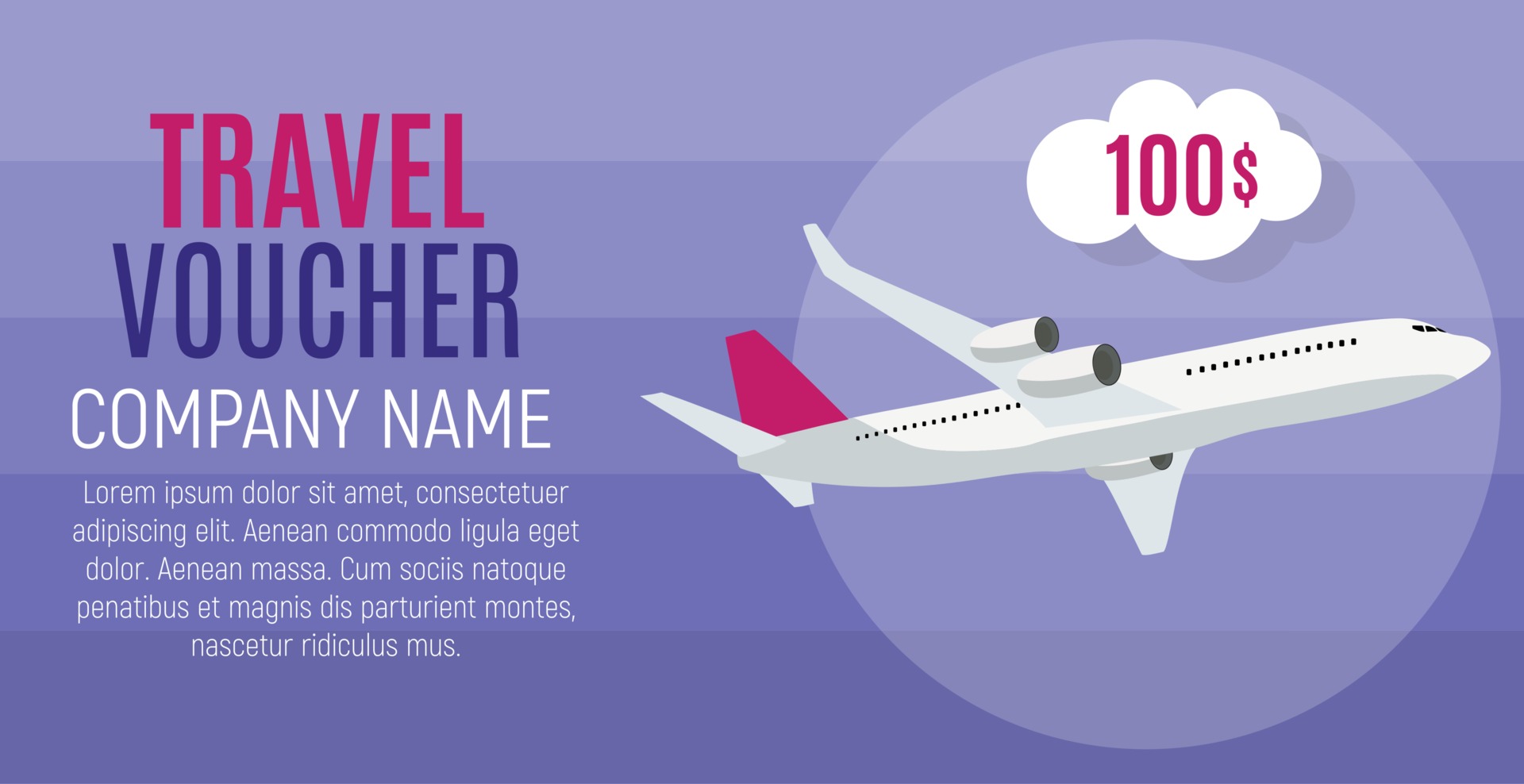 Travel Voucher, 100 Dollar Template Background with Airplane 2476461