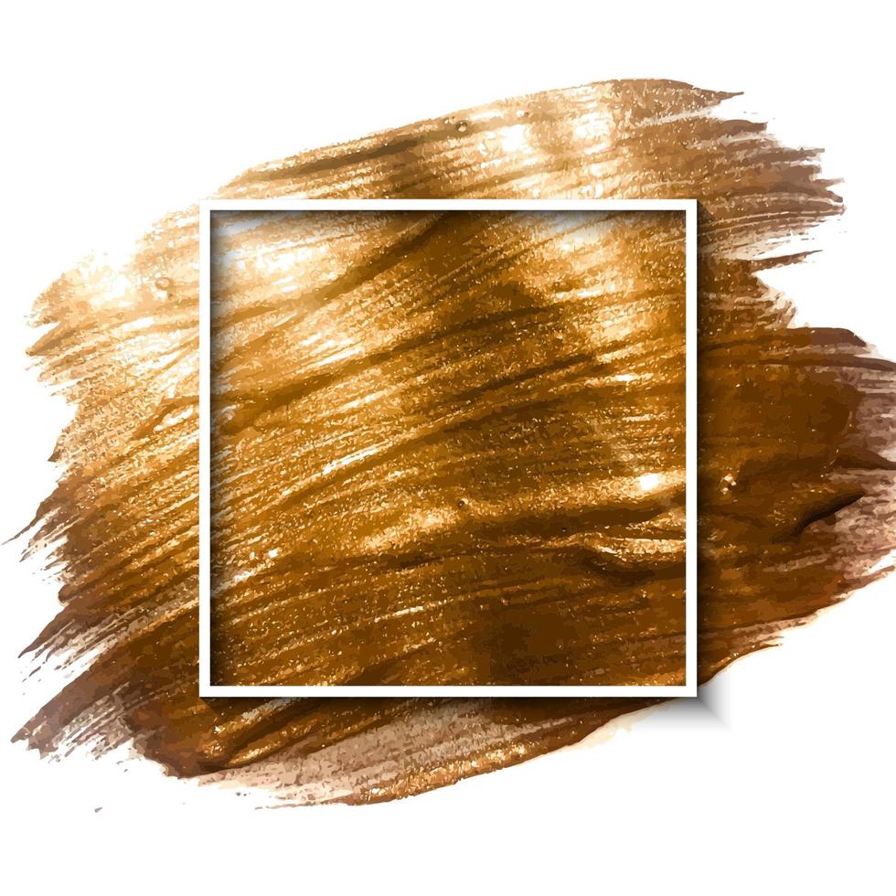 Hand drawn brush strokes and gold frame background vector