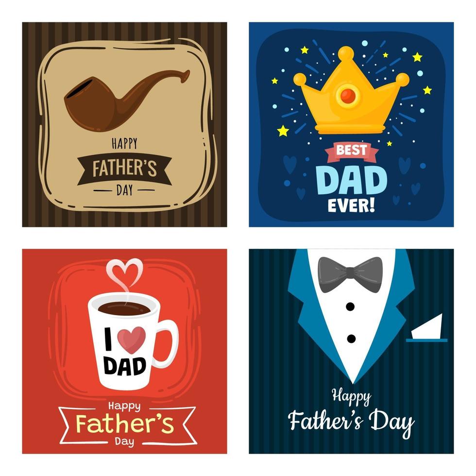 Set of Fathers Day Cards vector