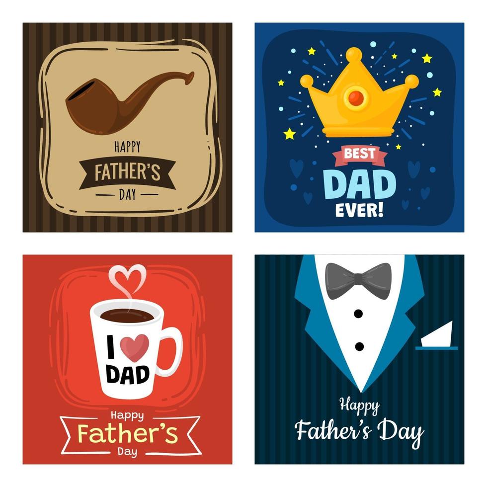 conjunto de tarjetas del día del padre vector