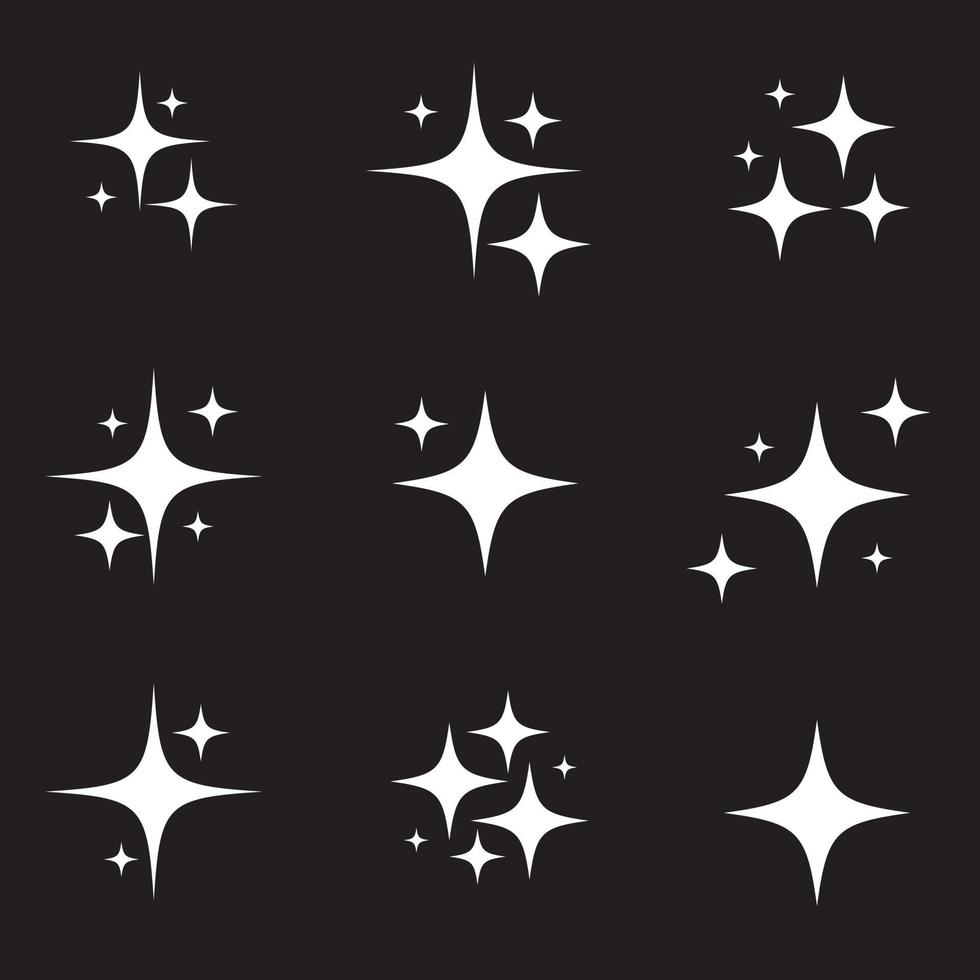 Set of original stars, sparkle firework decoration, twinkle shiny flash icon vector
