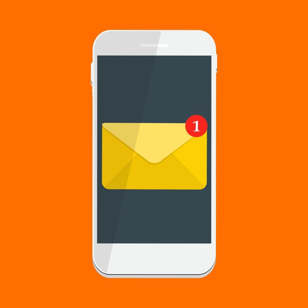 New Email on the smartphone, screen notification concept vector