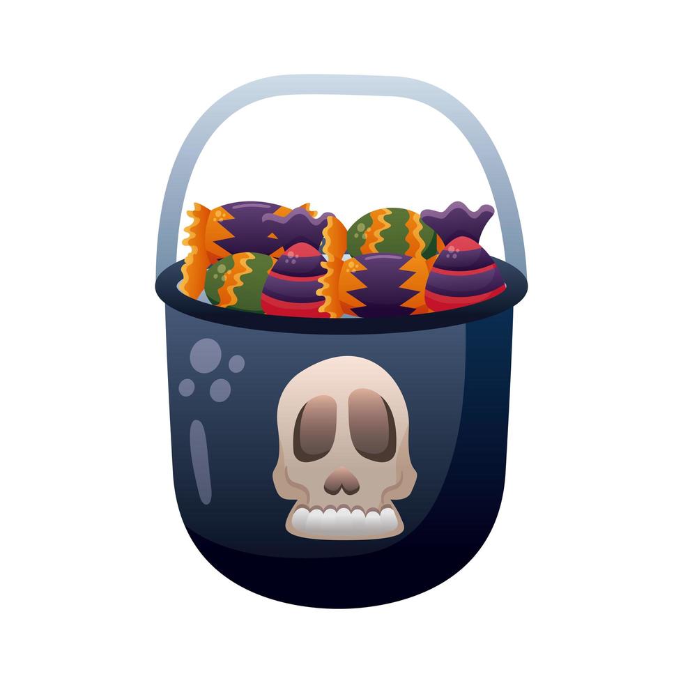 halloween candy sweet pot with skull degradient style icon vector