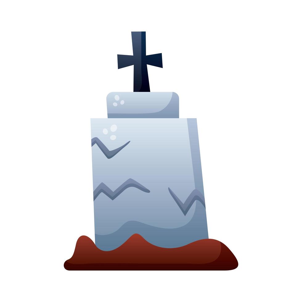 cemetery tomb with cross degradient style vector