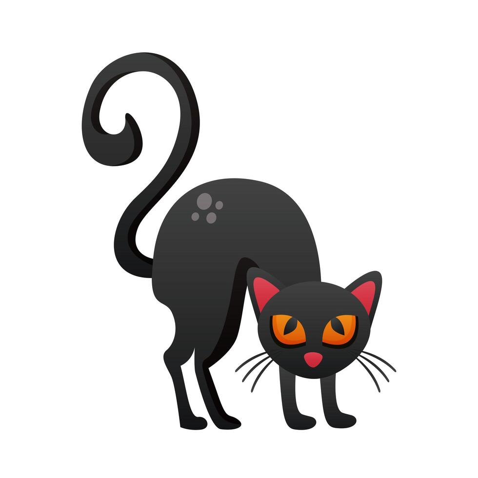 icono de estilo degradado negro gato de halloween vector