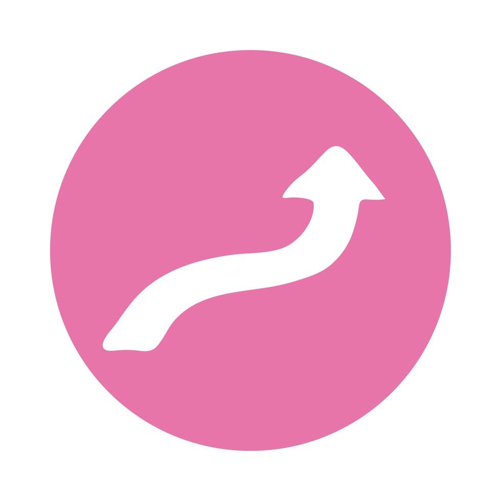 arrow right and up direction block style vector