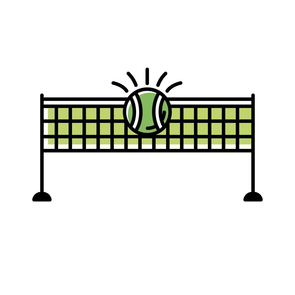 ball tennis sport with net line and fill style icon vector