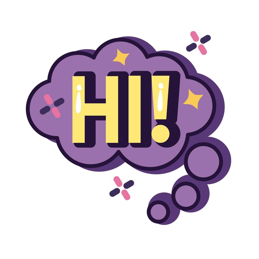 slang speech bubble with hi word line and fill style vector