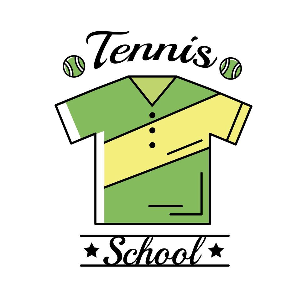 tennis balls and lettering with shirt line and fill style vector