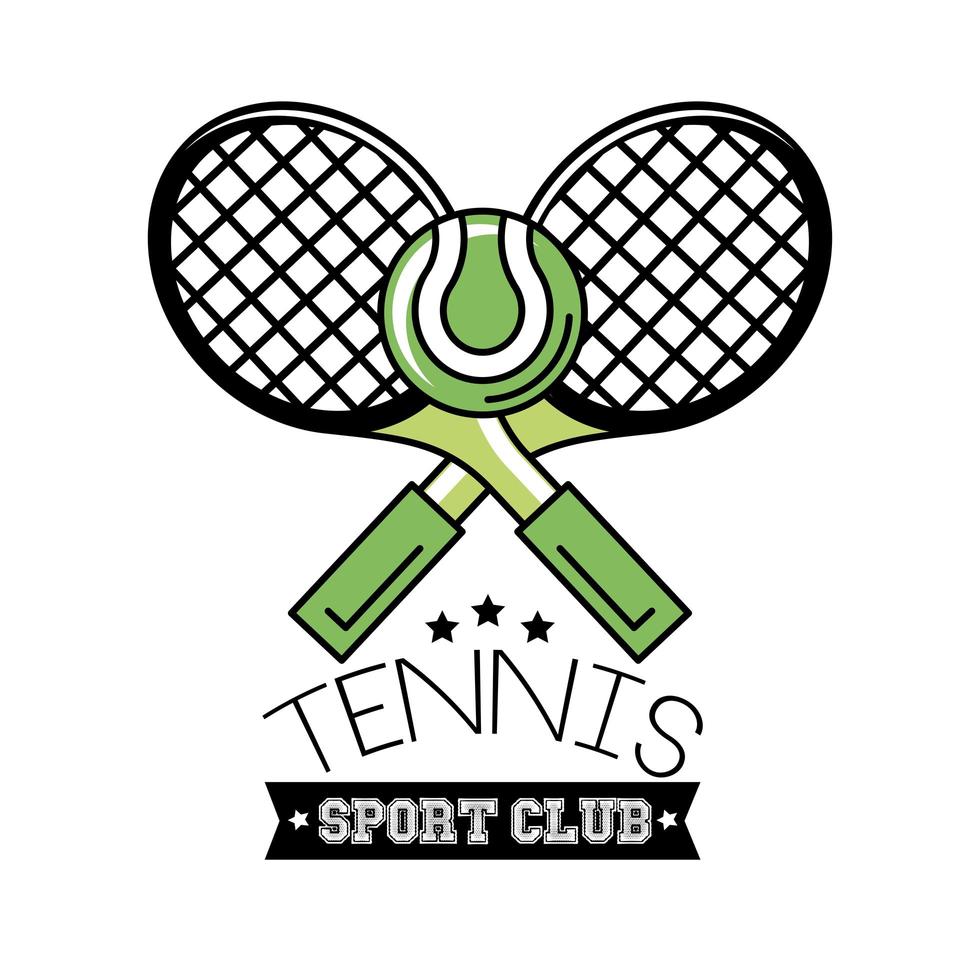 ball and rackets tennis sport line and fill style icon vector