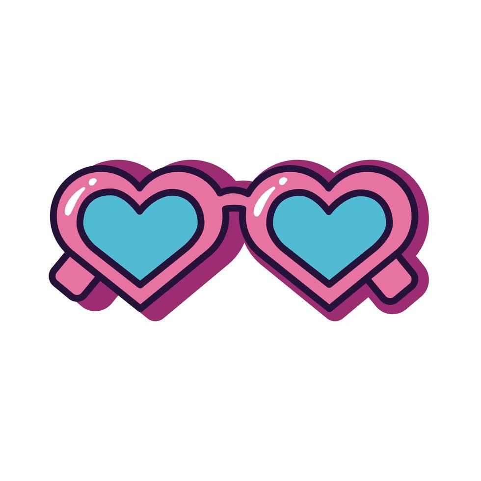 hearts sunglasses slang line and fill style icon vector