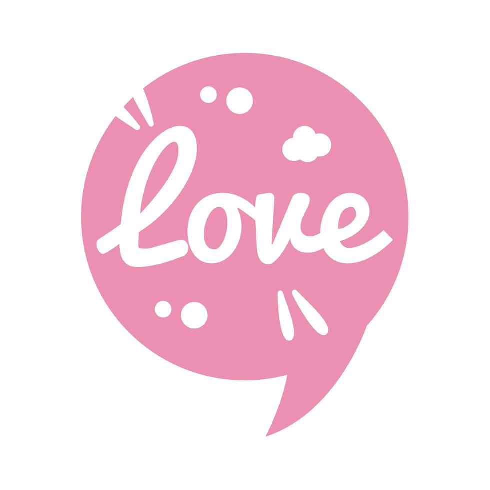 slang speech bubble with love word silhouette style vector