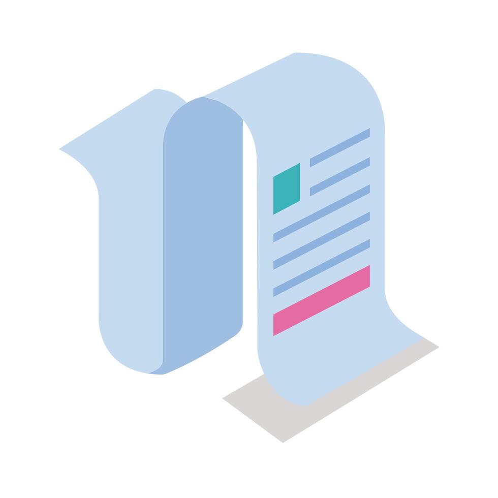 paper receipt isometric style icon vector
