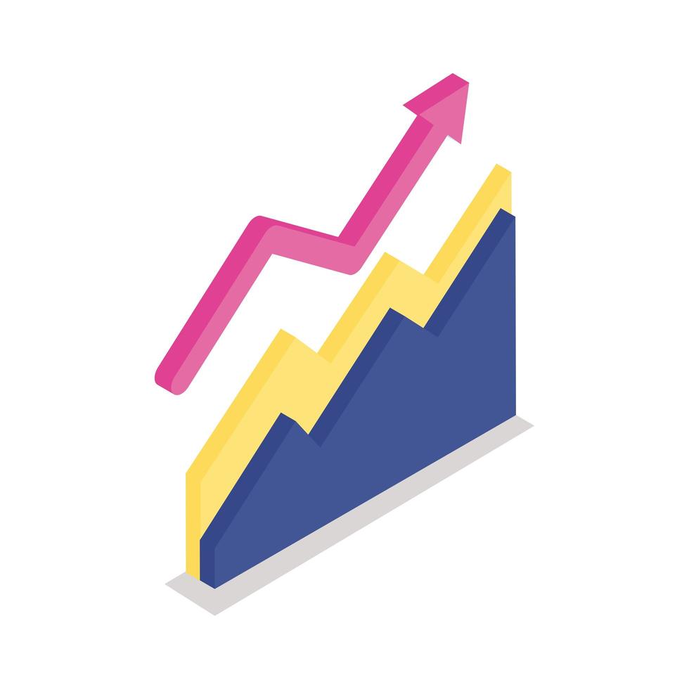 Increase arrow isometric line style icon vector design