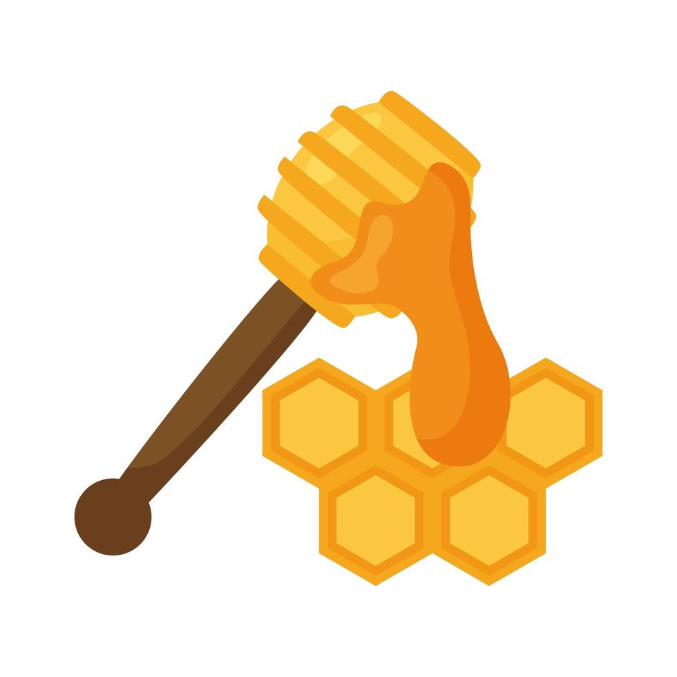 honey comb with stick vector design