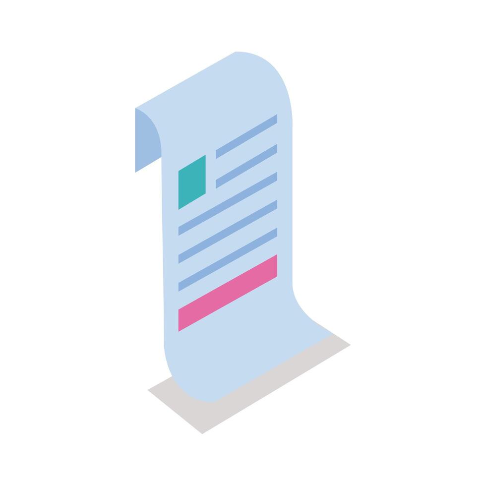 paper receipt style isometric icon vector