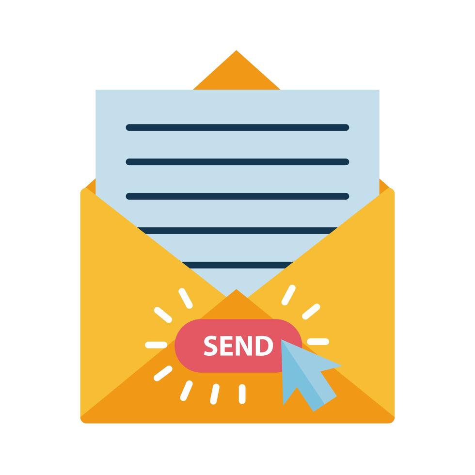 Digital marketing envelope with send button flat style icon vector design