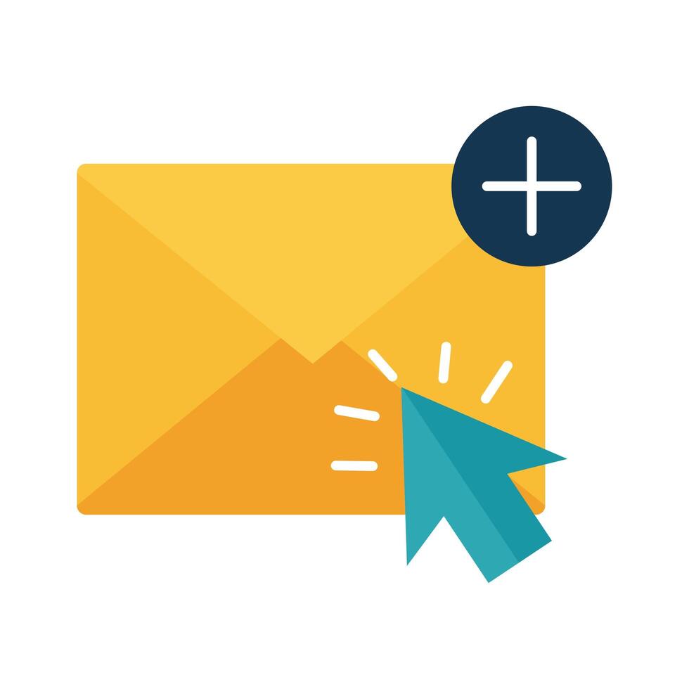 Digital marketing envelope with cursor flat style icon vector design