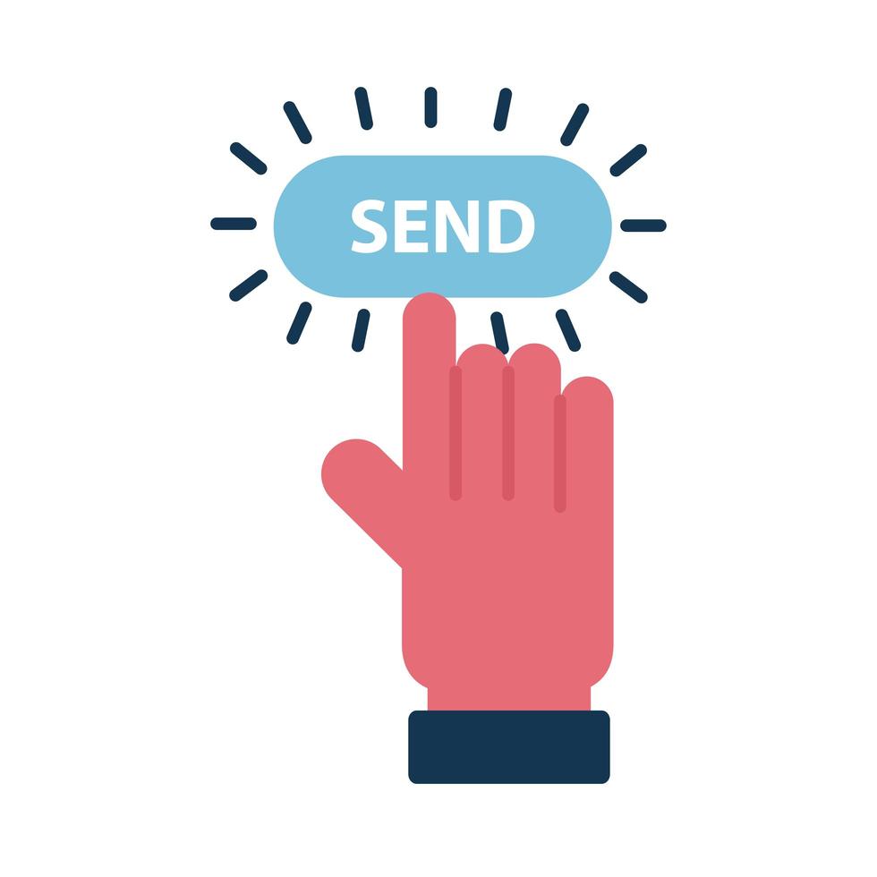 Digital marketing cursor hand with send button flat style icon vector design