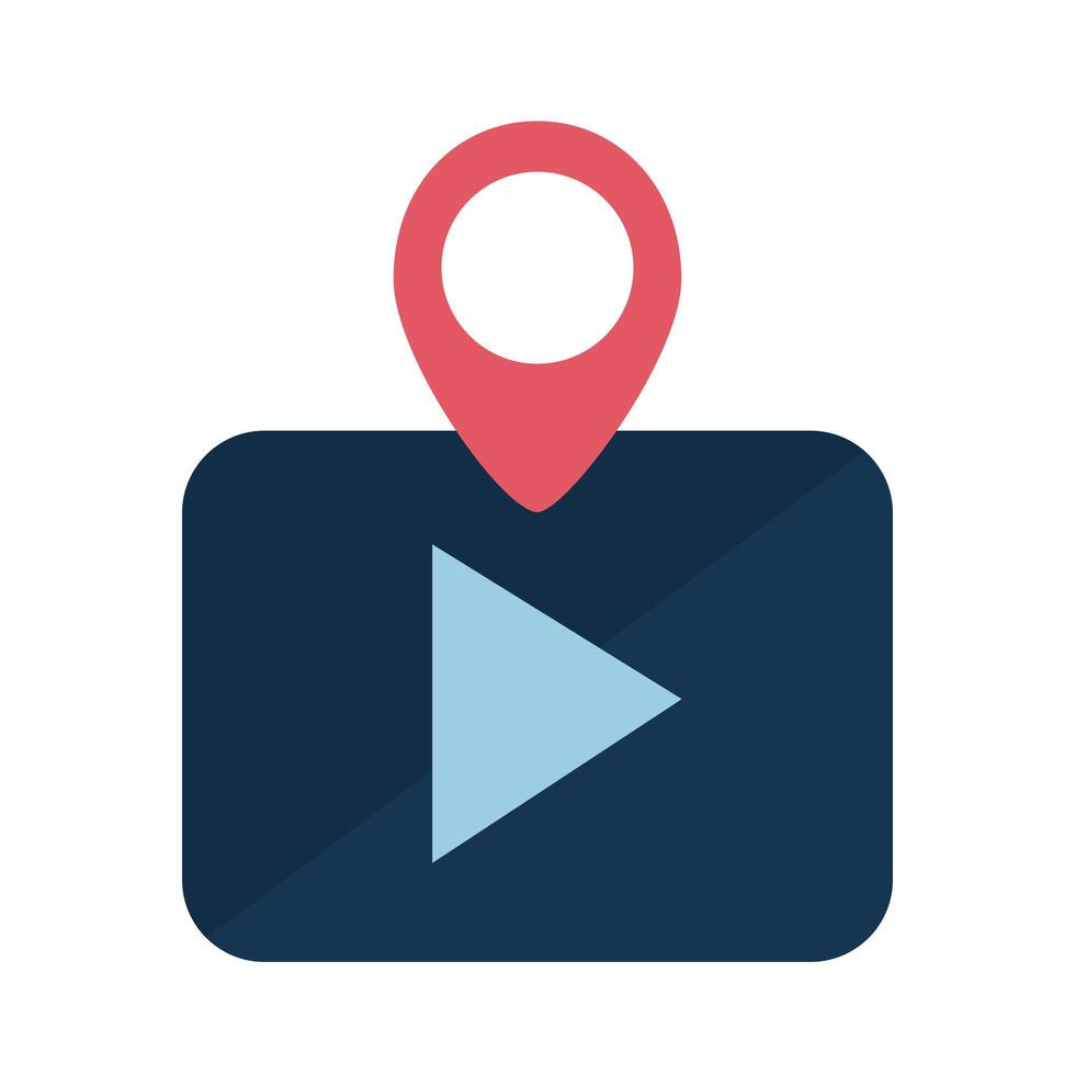 Digital marketing play button with gps mark flat style icon vector design