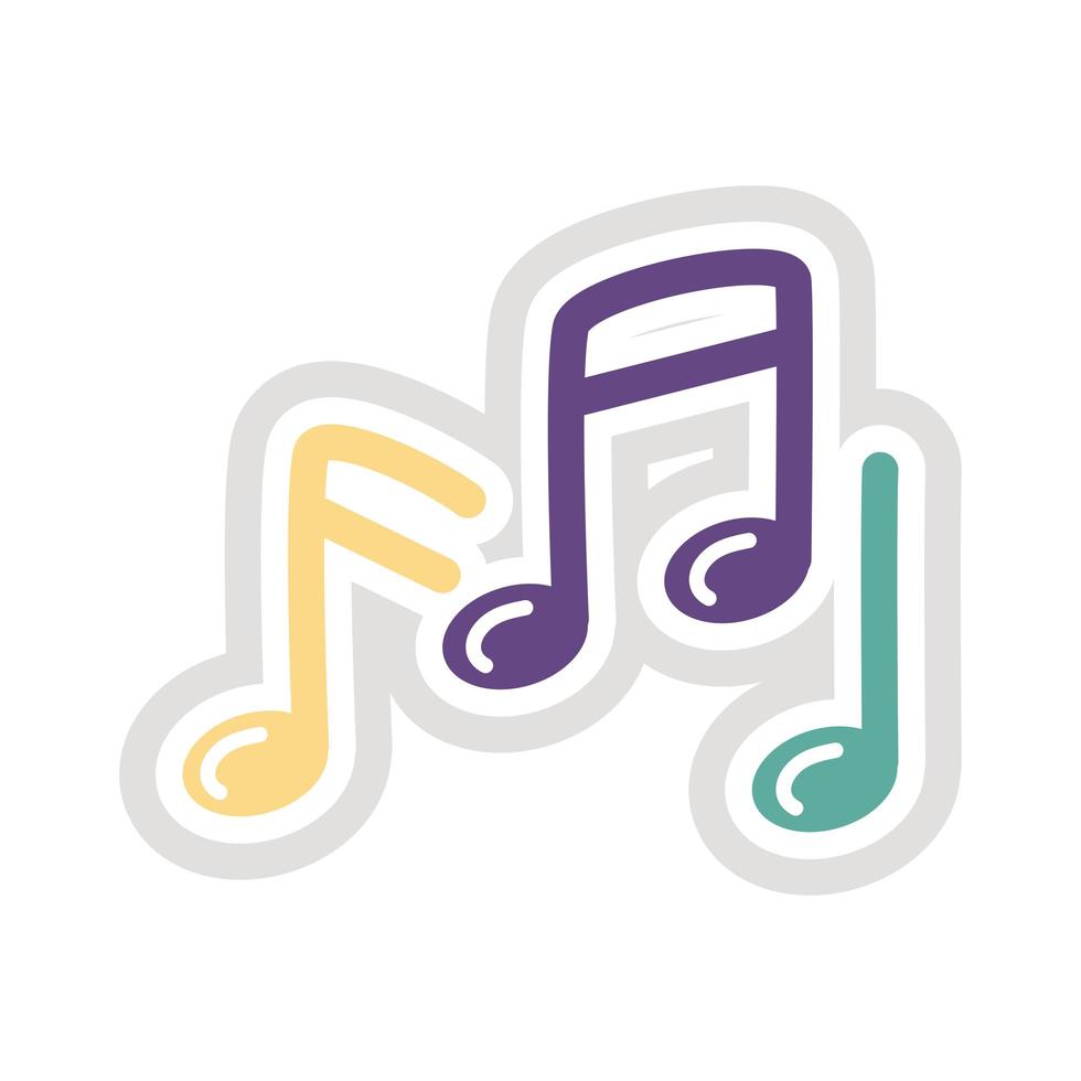 music notes sticker flat style icon vector