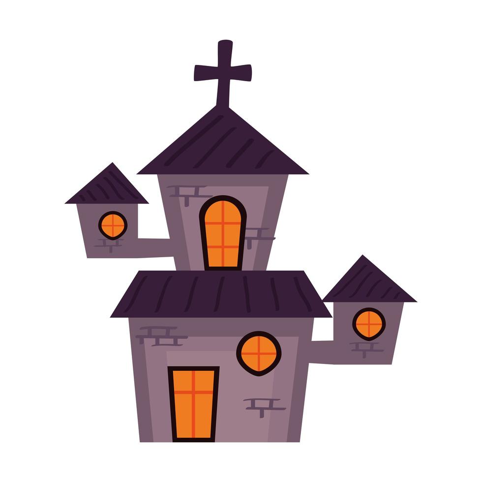 halloween haunted church building icon vector