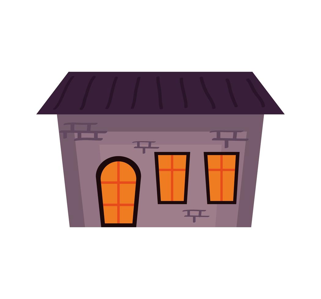 icono de fachada de casa embrujada de halloween vector