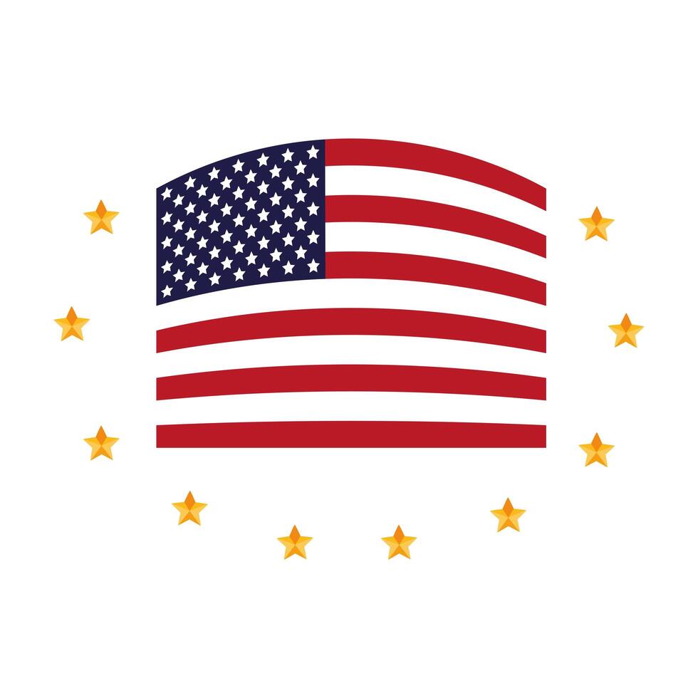 united states of america flag with stars around vector