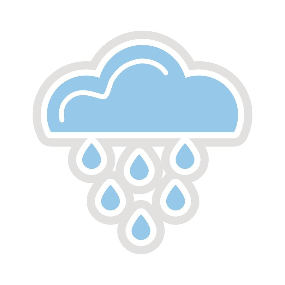 icono de estilo plano de etiqueta de lluvia de nube vector