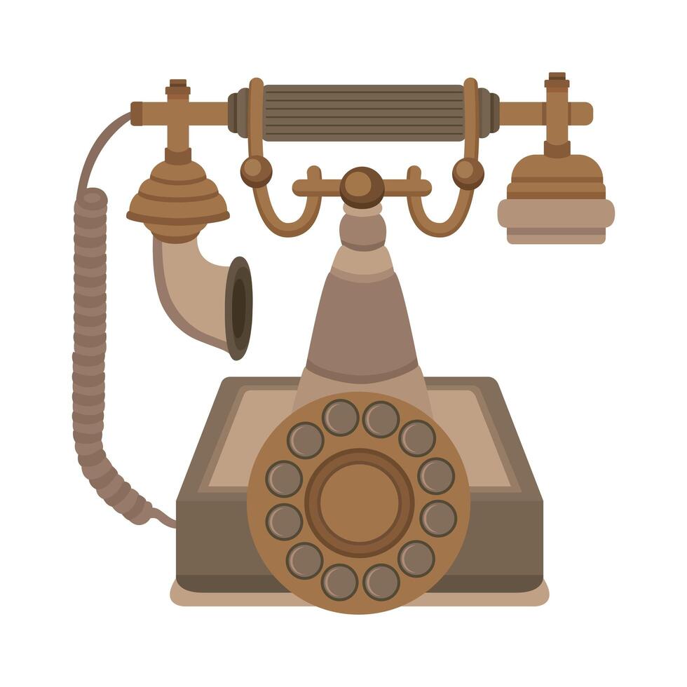 old retro telephone device icon vector