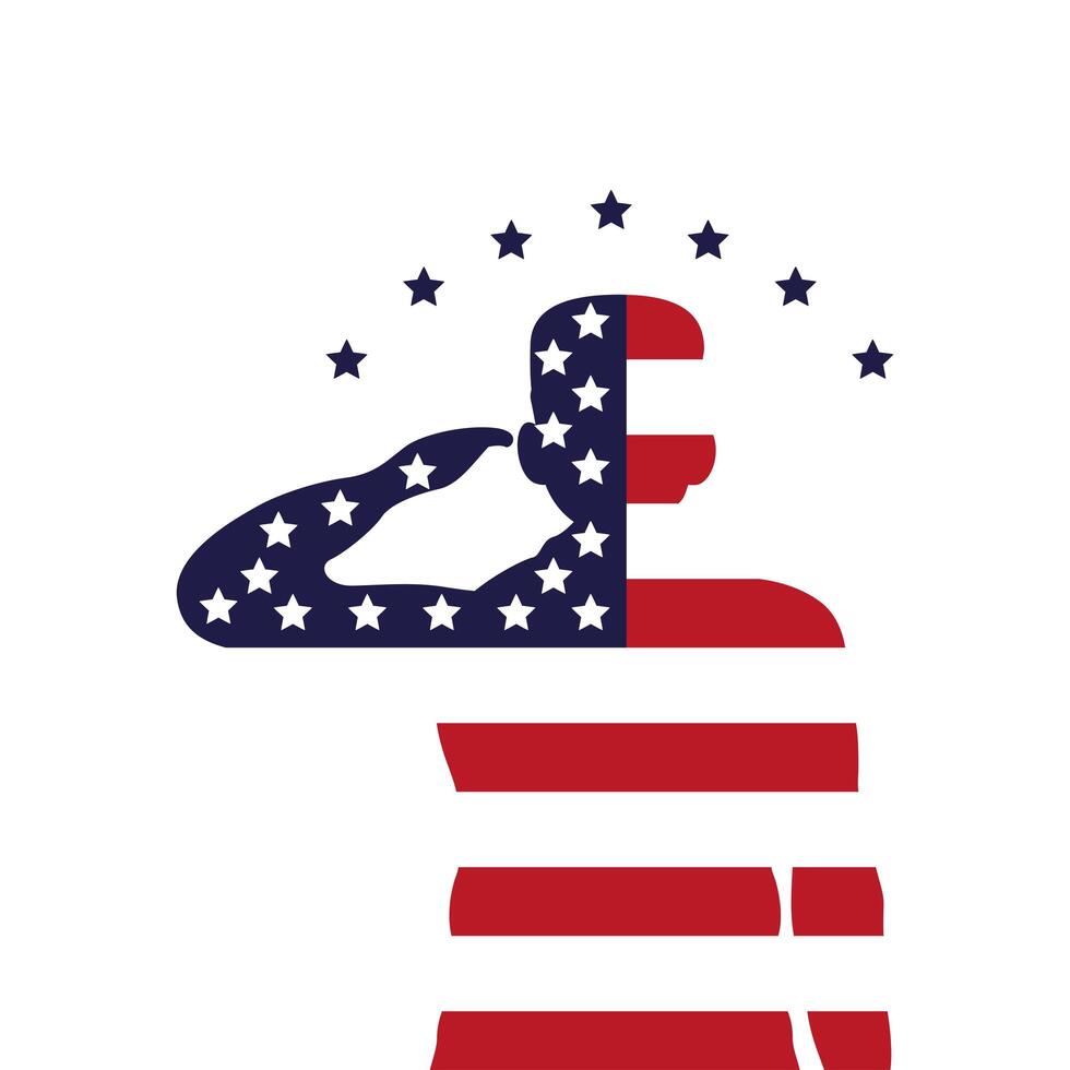 officer military silhouette of usa flag vector