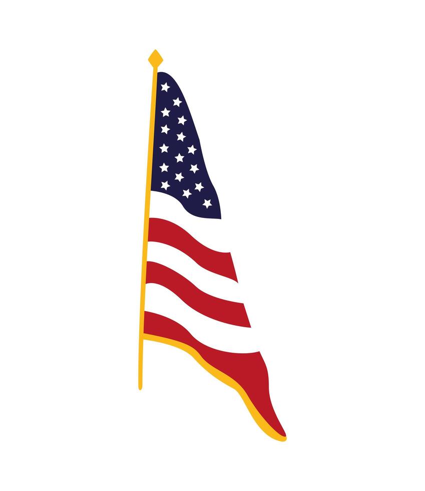 bandera de estados unidos de américa en el poste vector