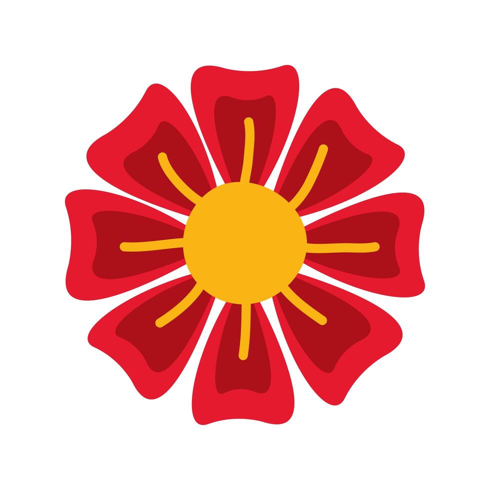 Hermoso jardín de flores rojas icono aislado vector