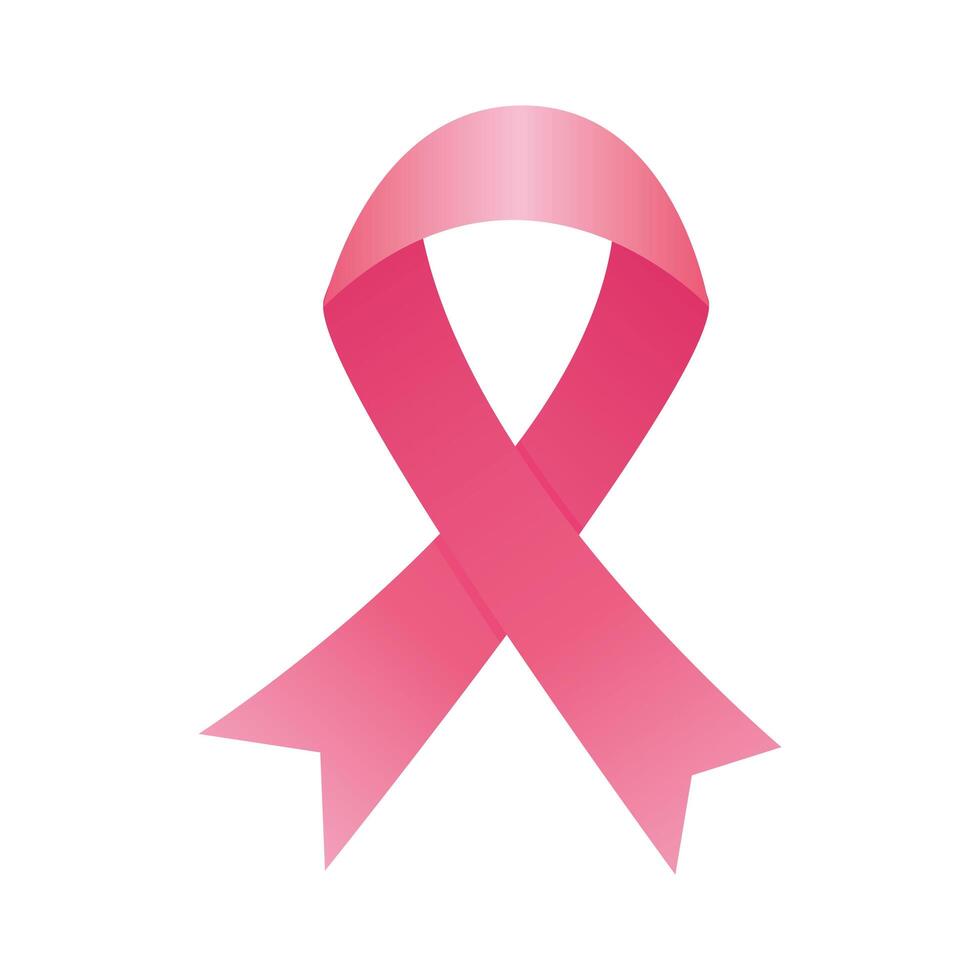pink ribbon breast cancer silhouette style icon vector
