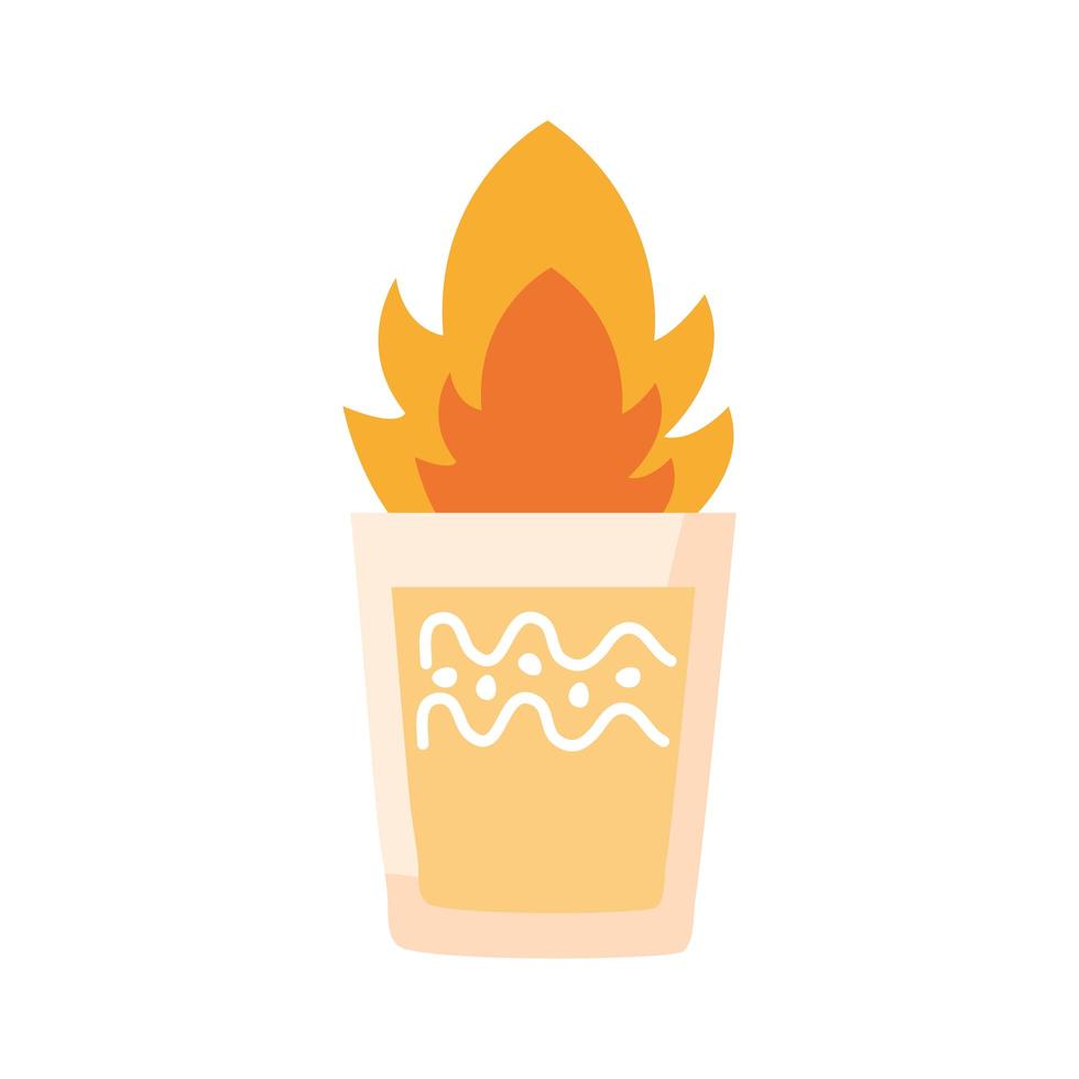 taza de tequila en el icono de estilo plano mexicano de fuego vector