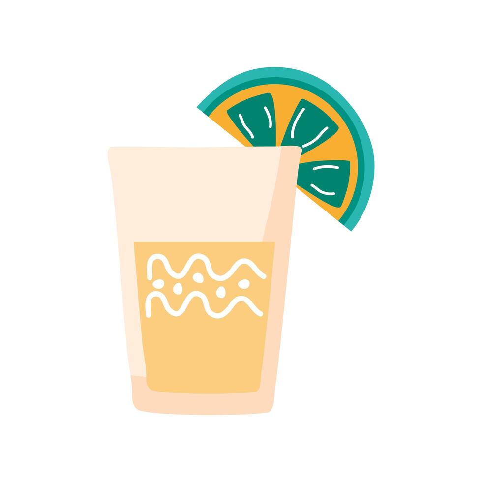 tequila cup mexican with lemon flat style icon vector