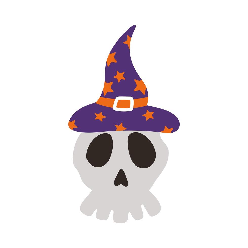 halloween head skull wearing witch hat flat style icon 2477028 Vector ...