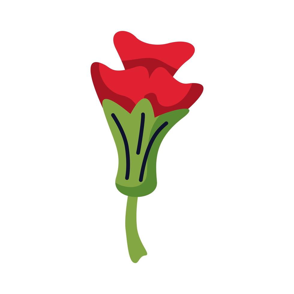 beautiful rose flower garden flat style icon vector
