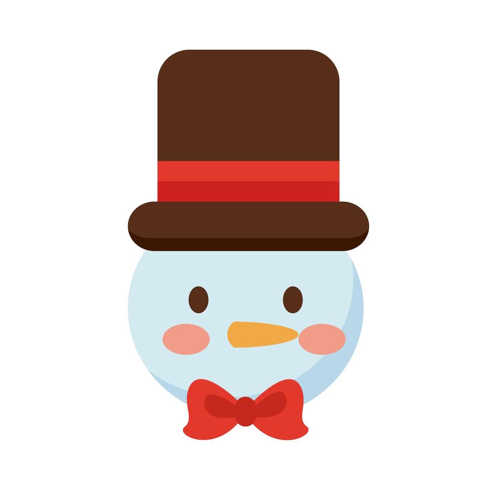 happy merry christmas snowman flat style icon vector