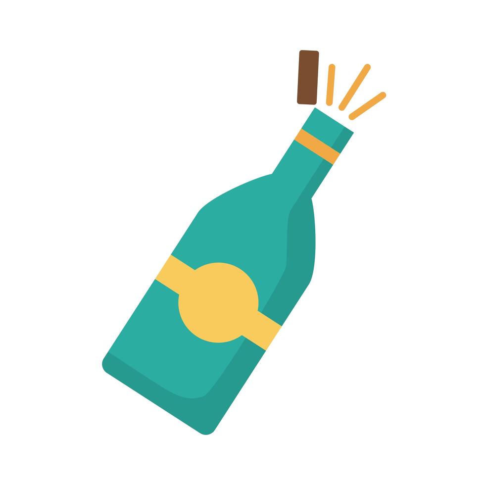 icono de estilo plano de botella de champán vector