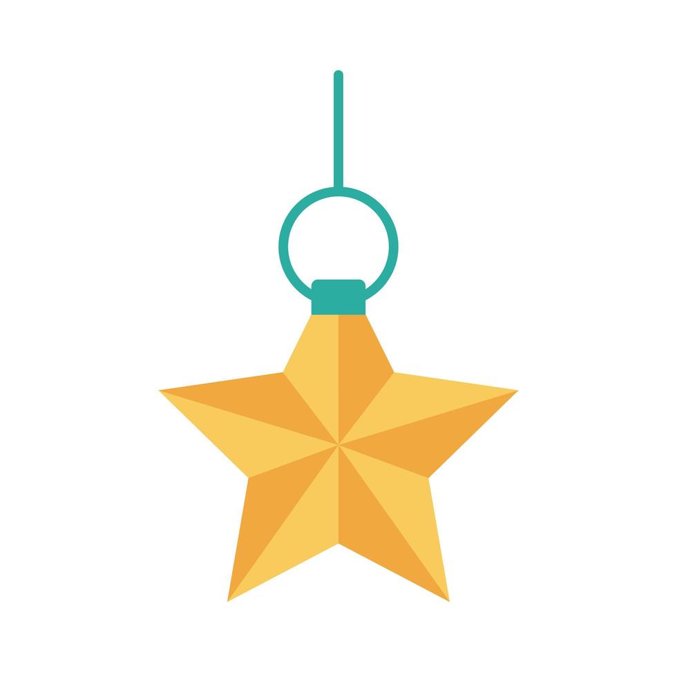 decoración de estrella de navidad colgando icono de estilo plano vector